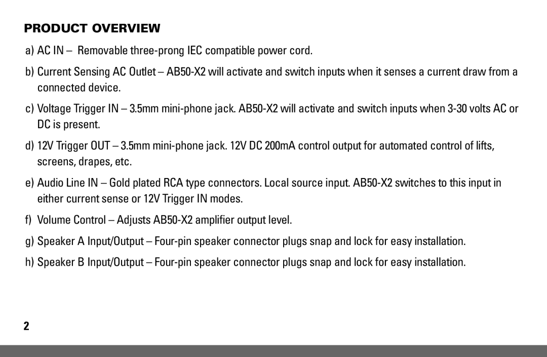 JobSite Systems AB50-X2 manual Product Overview 