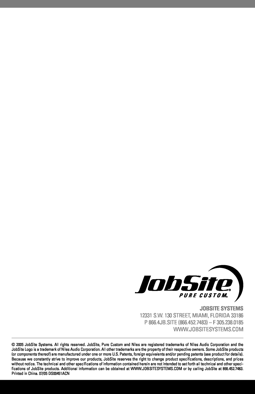 JobSite Systems LSC-8 manual 