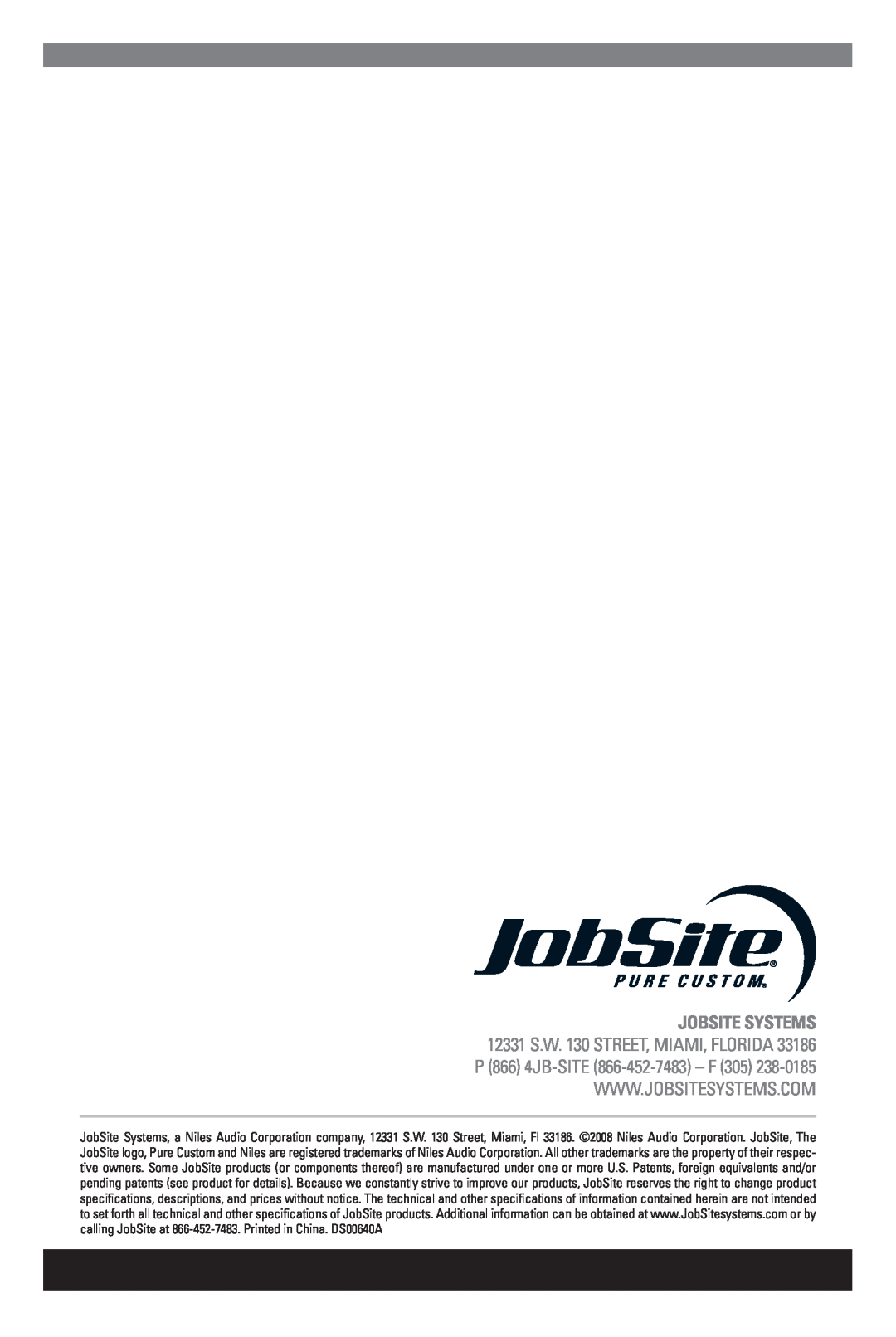 JobSite Systems LSC-BG manual 