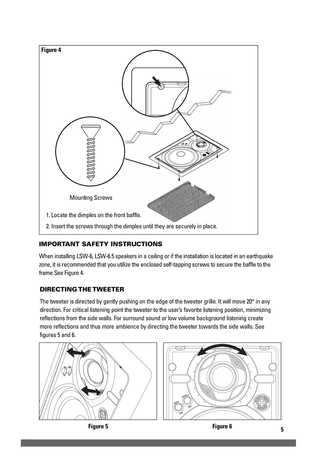 JobSite Systems LSW-6.5 manual Important Safety Instructions, Directing the Tweeter 