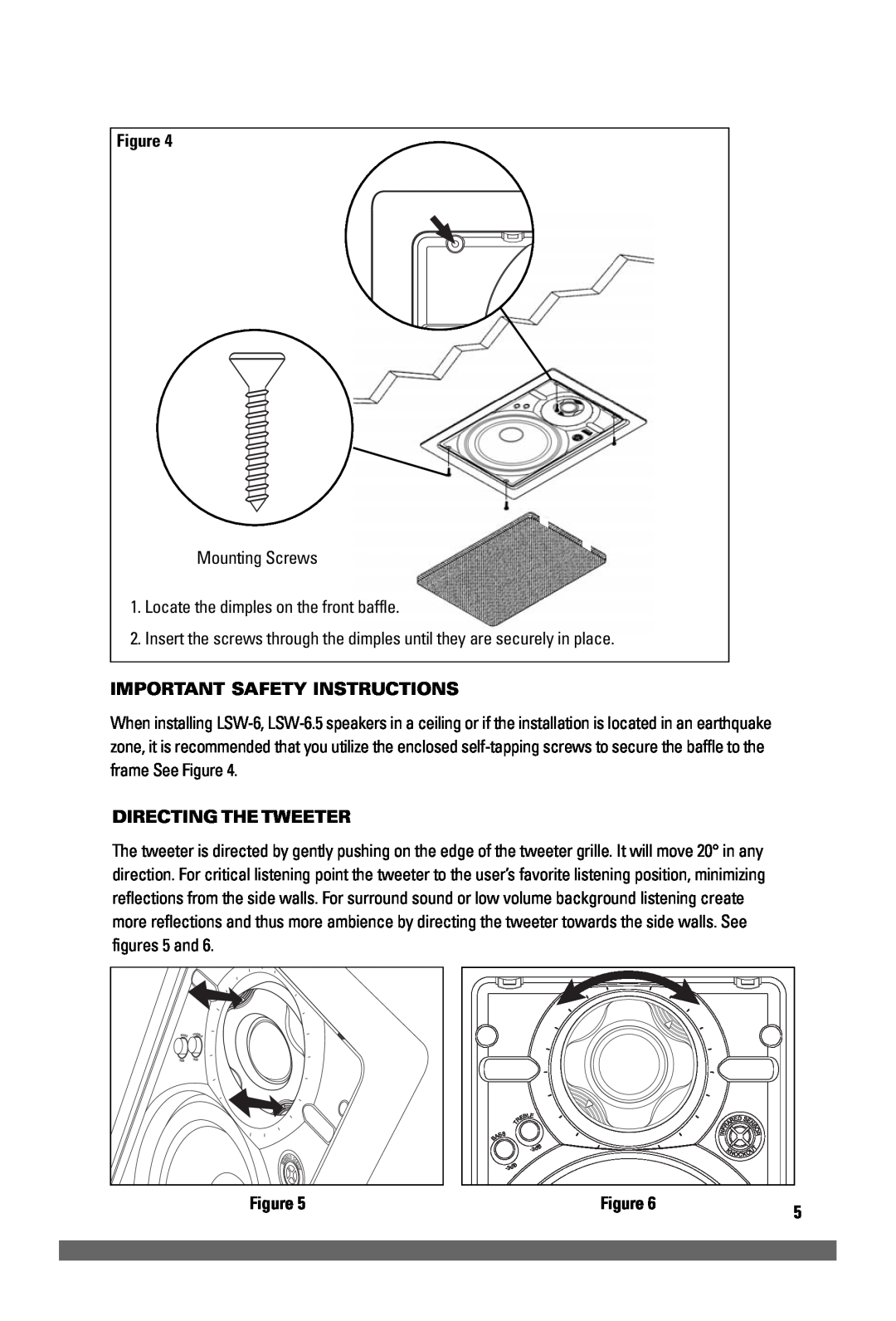 JobSite Systems LSW-6.5 manual Important Safety Instructions, Directing The Tweeter 