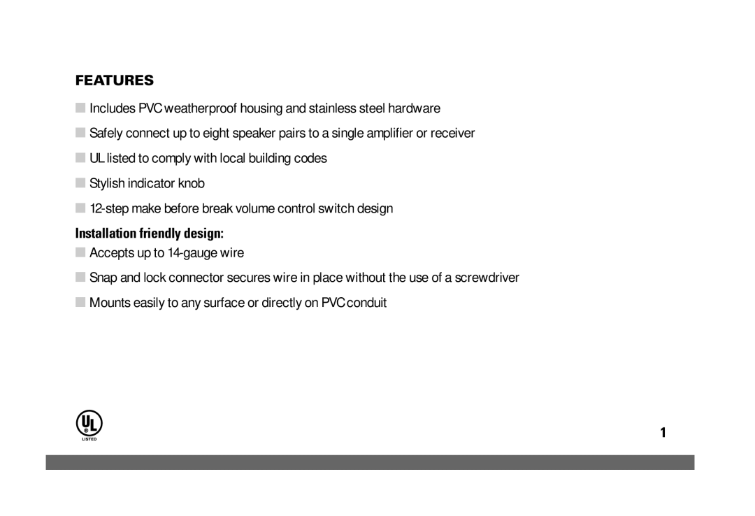 JobSite Systems V-12/AWE manual Features, Installation friendly design 