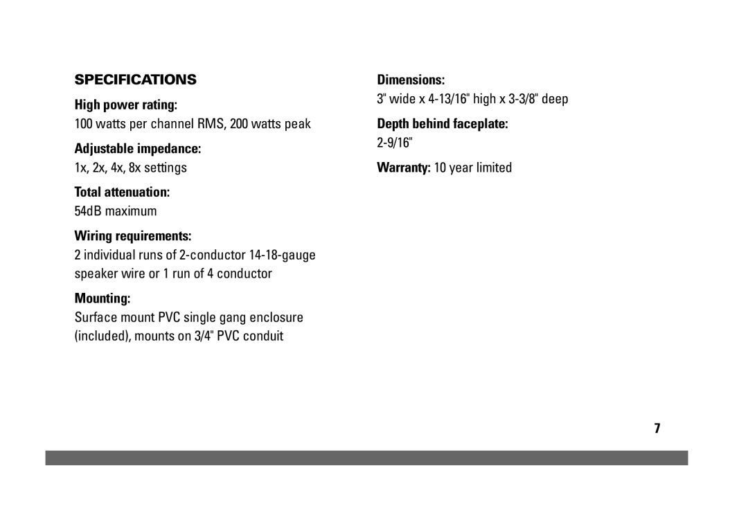 JobSite Systems V-12/AWE manual Specifications 