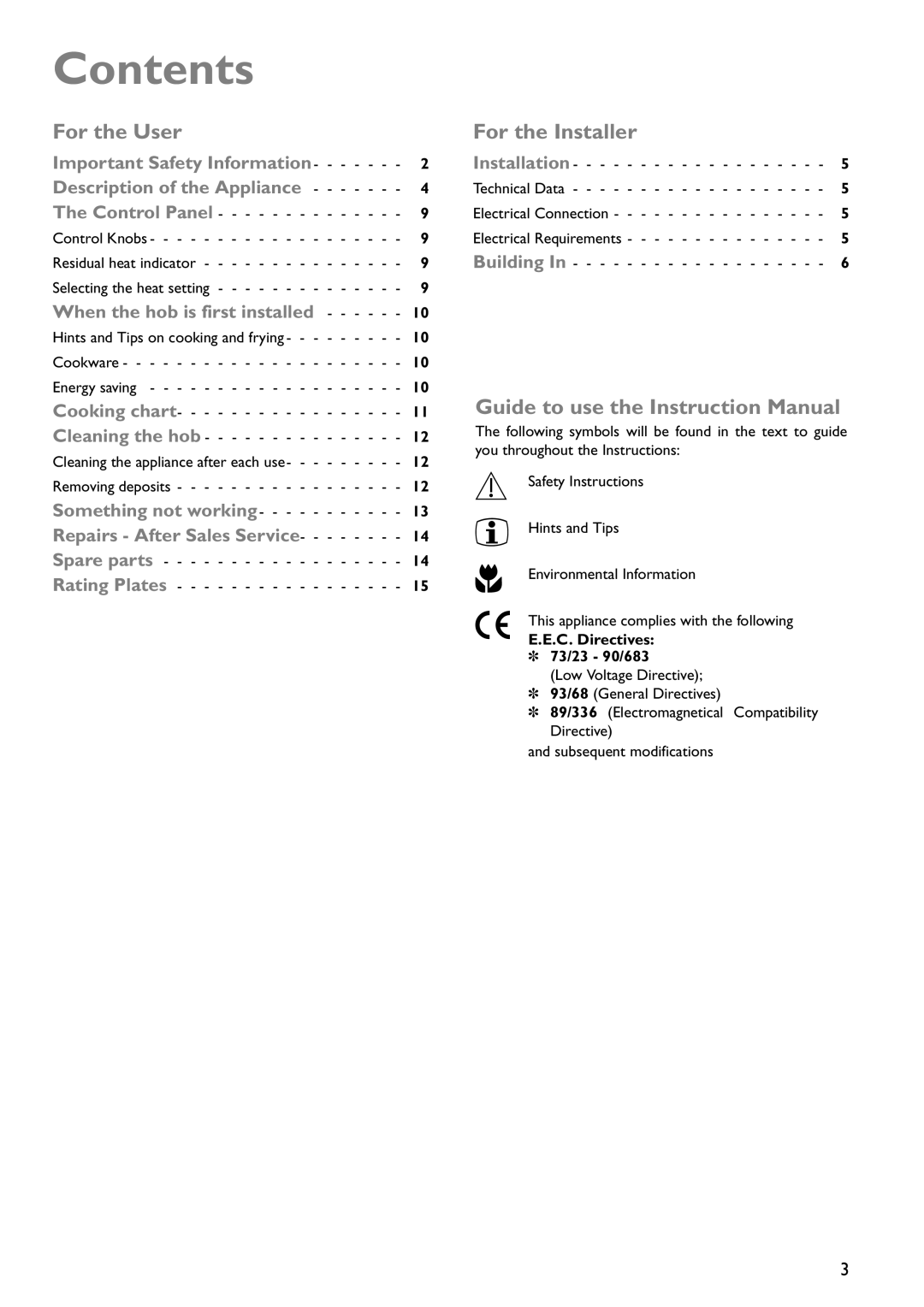 John Lewis JLBICH601 instruction manual Contents 