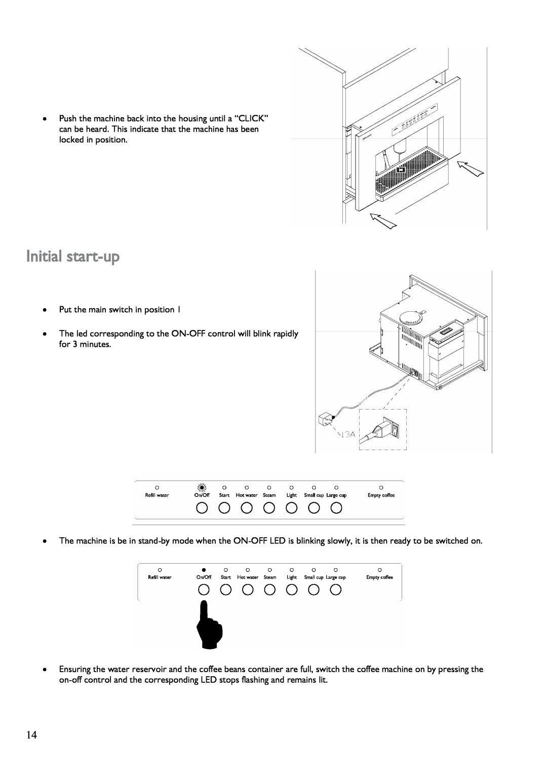John Lewis JLBICM 01 instruction manual Initial start-up 