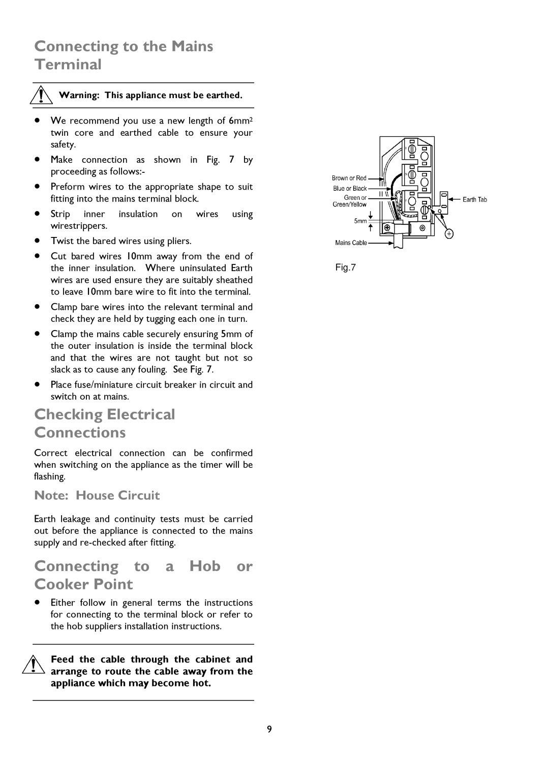 John Lewis JLBIDOS904 instruction manual Connecting to the Mains Terminal, Checking Electrical Connections 