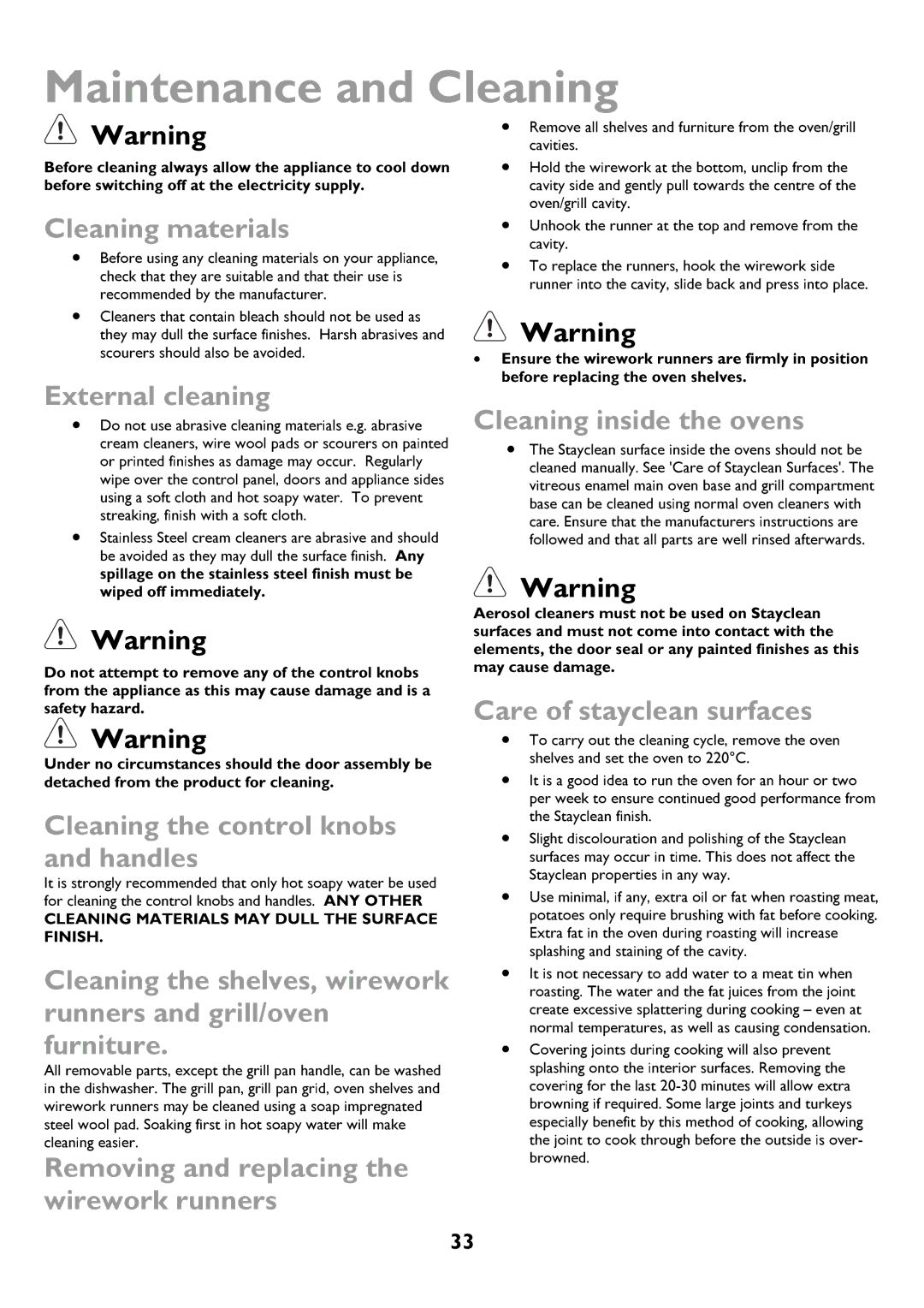 John Lewis JLBIDOS906 instruction manual Maintenance and Cleaning 