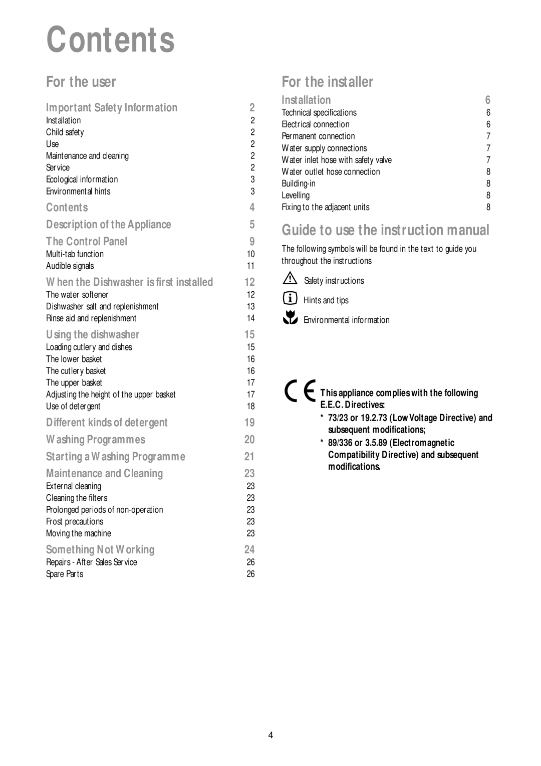 John Lewis JLBIDW 901 instruction manual Contents 