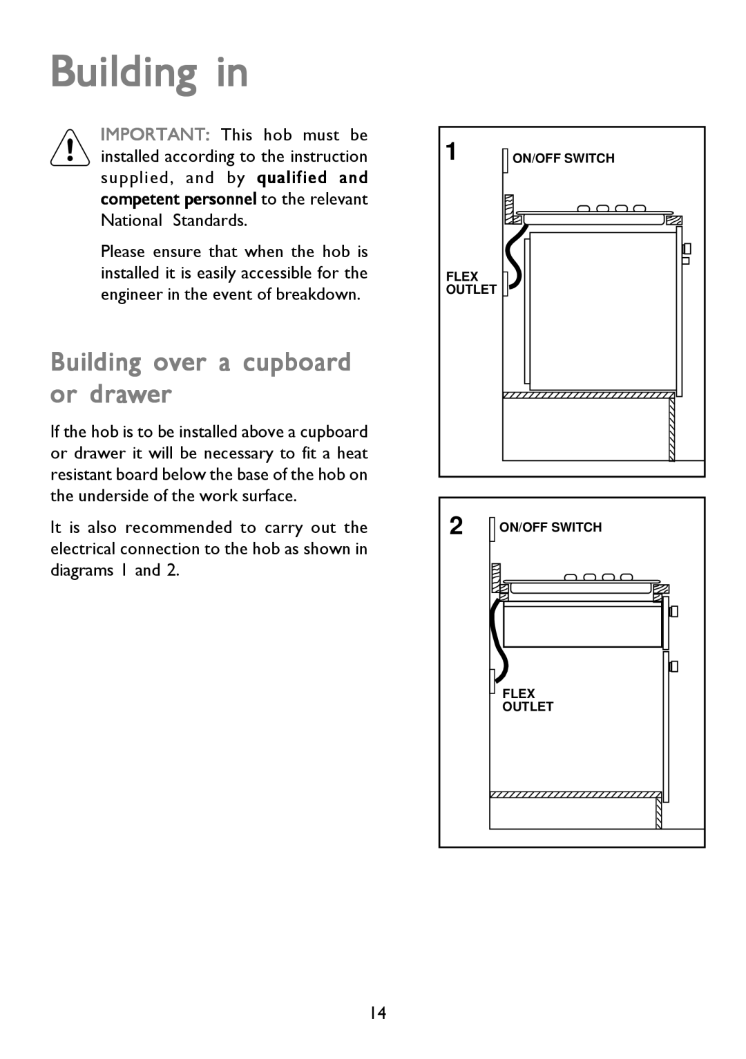 John Lewis JLBIGGH605 instruction manual Building over a cupboard or drawer 