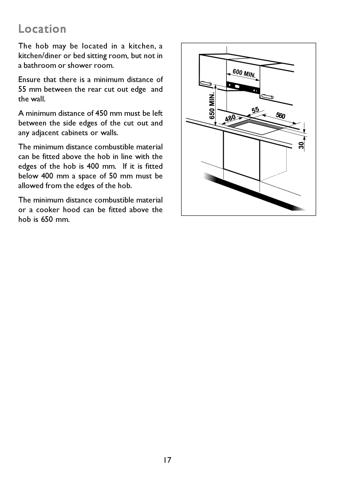 John Lewis JLBIGGH605 instruction manual Location 