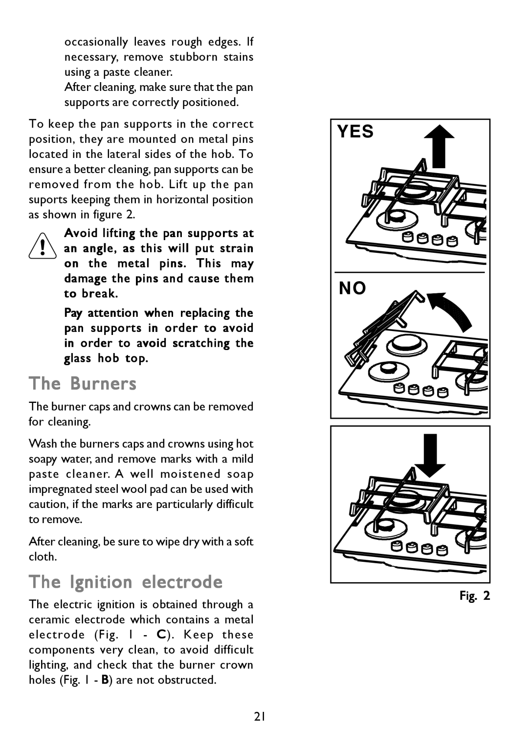 John Lewis JLBIGGH605 instruction manual Burners, Ignition electrode 