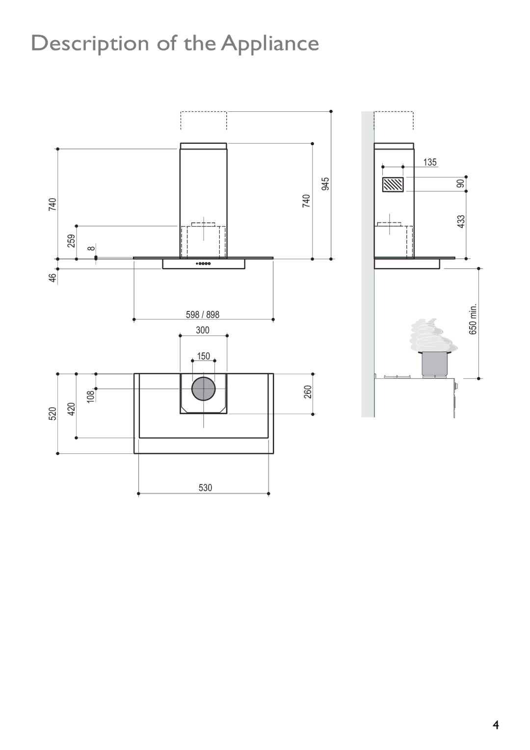 John Lewis JLBIHD603, JLBIHD904 instruction manual Description of the Appliance 