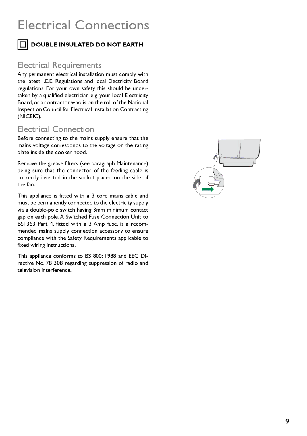 John Lewis JLBIHD904, JLBIHD603 instruction manual Electrical Connections, Electrical Requirements 