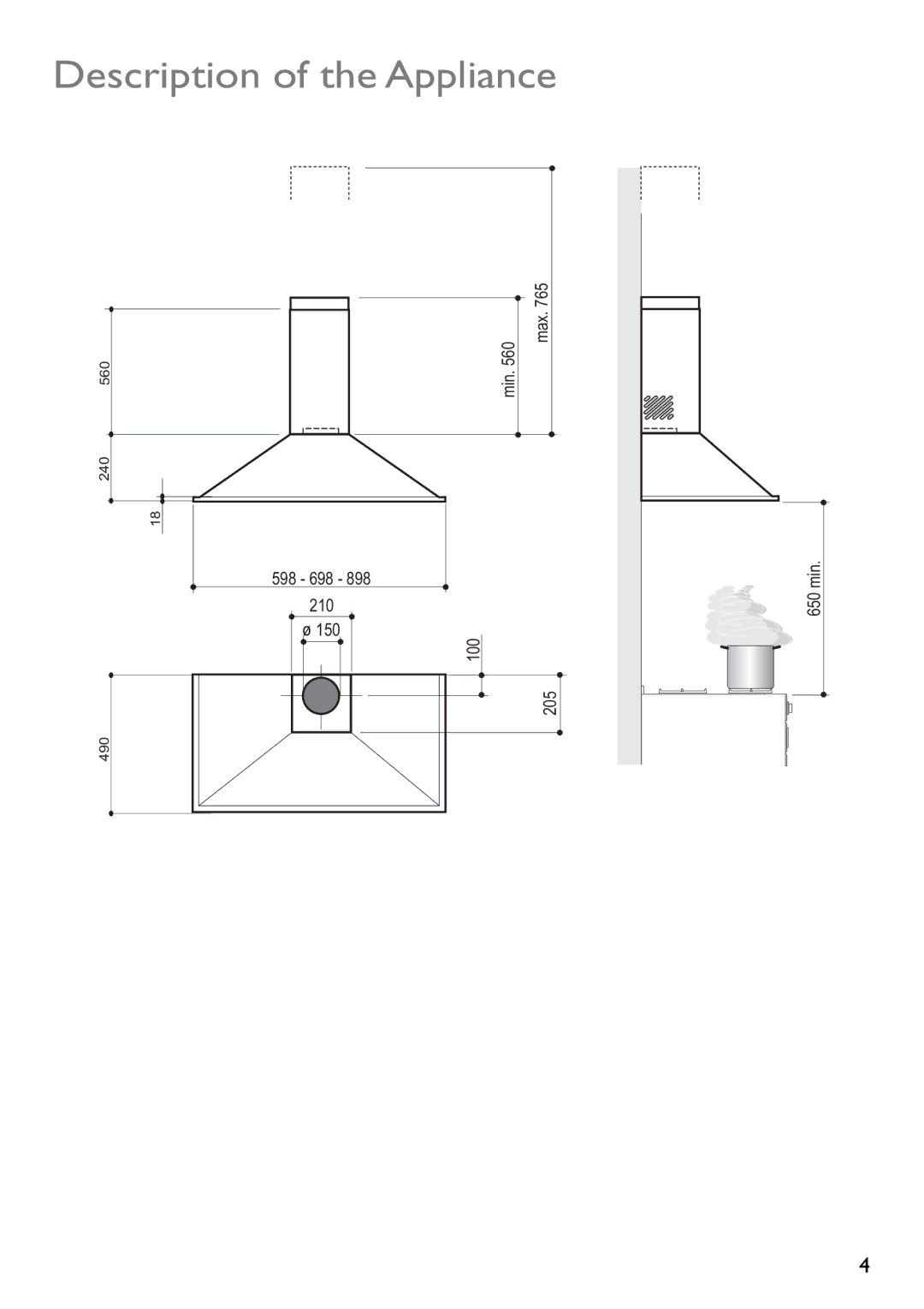 John Lewis JLBIHD902, JLBIHD601 instruction manual Description of the Appliance 