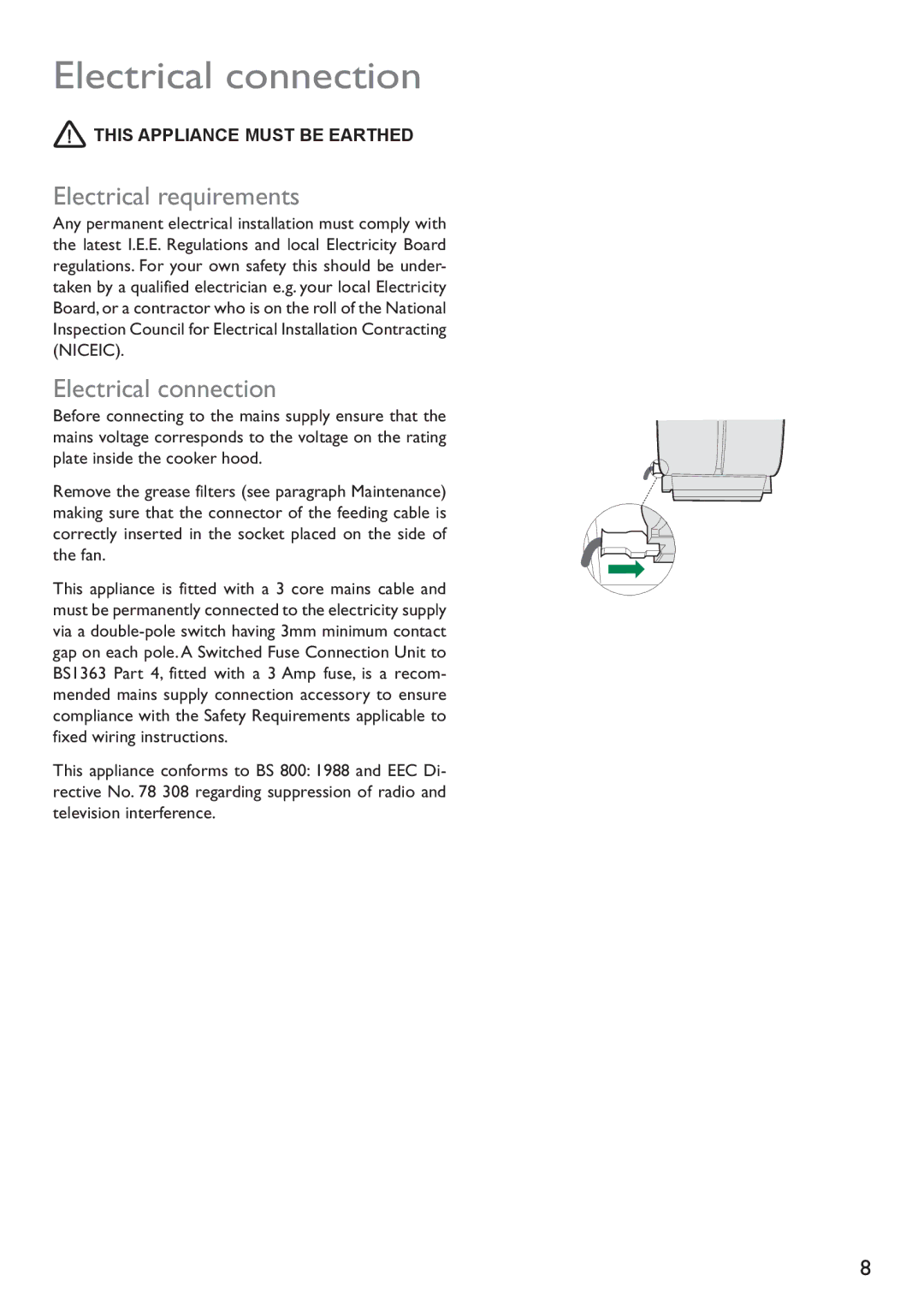 John Lewis JLBIHD908 instruction manual Electrical connection, Electrical requirements 