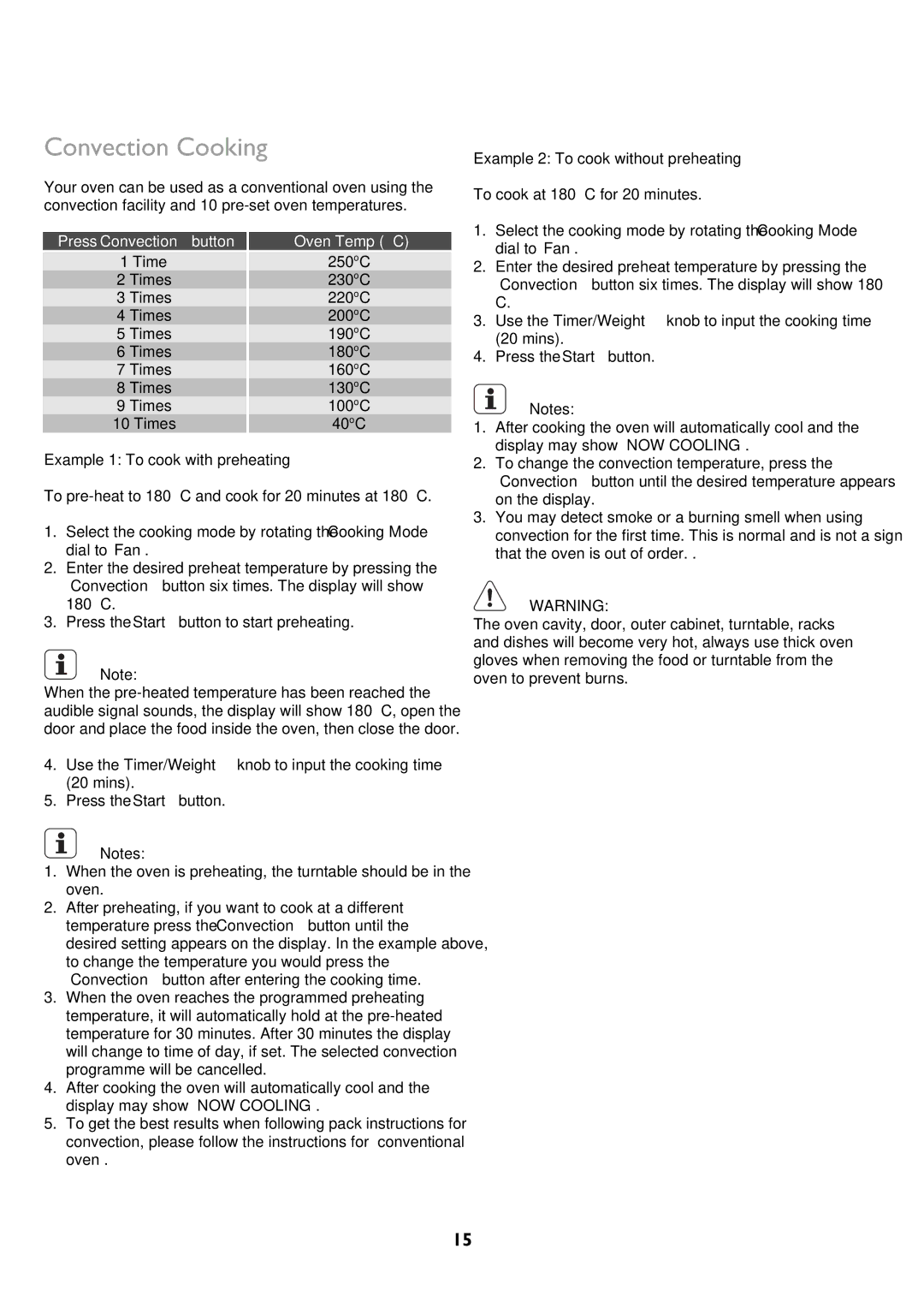 John Lewis JLBIMW01 instruction manual Selectdialto‘Fan’, PressNotes‘Start’button 