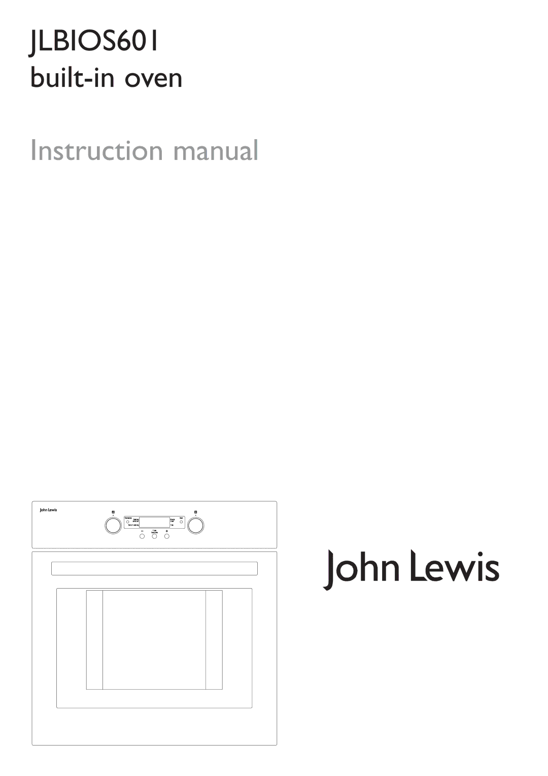 John Lewis instruction manual JLBIOS601 built-in oven 