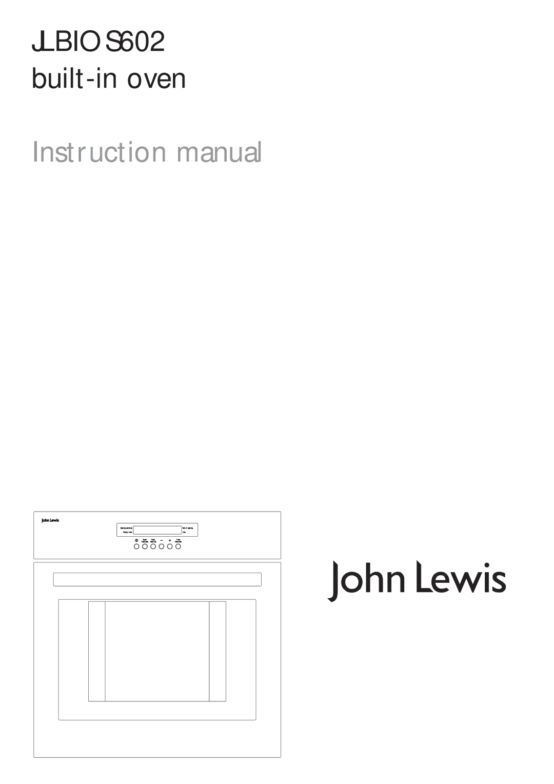 John Lewis instruction manual JLBIOS602 built-in oven 