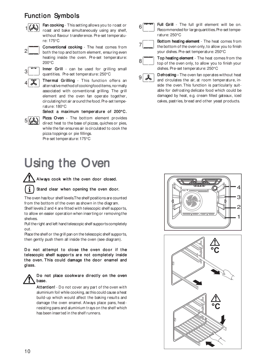 John Lewis JLBIOS602 instruction manual Using the Oven, Function Symbols, Conventional cooking The heat comes from 