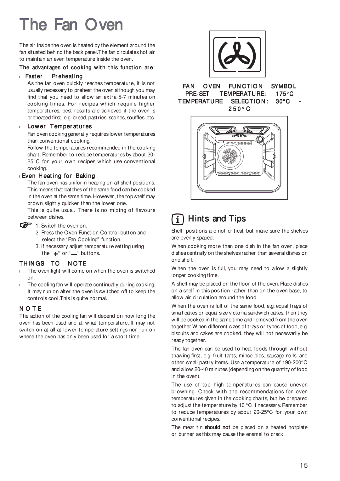 John Lewis JLBIOS602 instruction manual Fan Oven, Hints and Tips, Advantages of cooking with this function are 