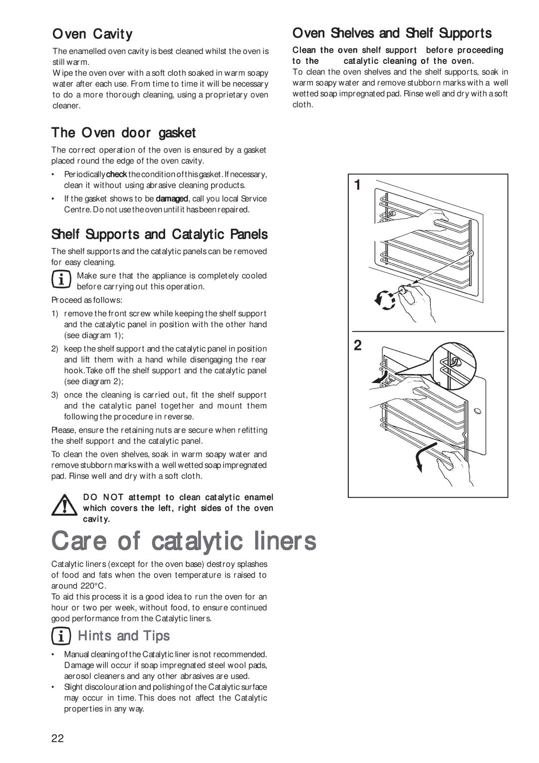 John Lewis JLBIOS602 instruction manual Care of catalytic liners, Hints and Tips 