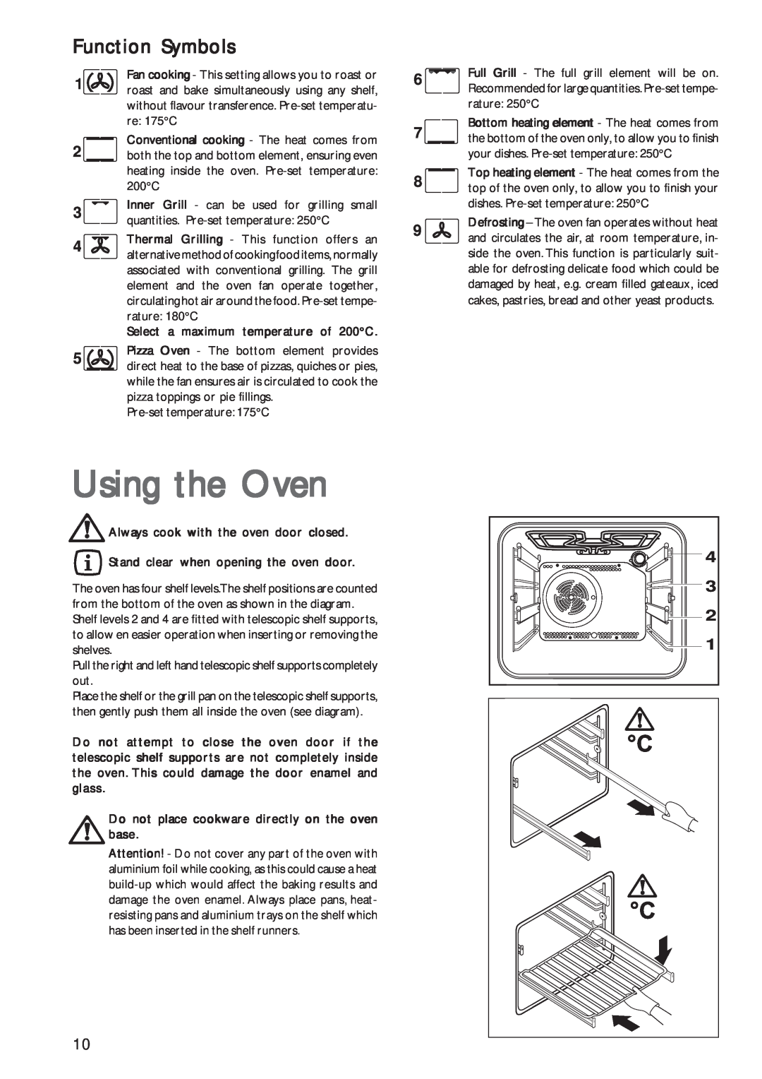 John Lewis JLBIOS602 instruction manual Using the Oven, Function Symbols, Conventional cooking - The heat comes from 
