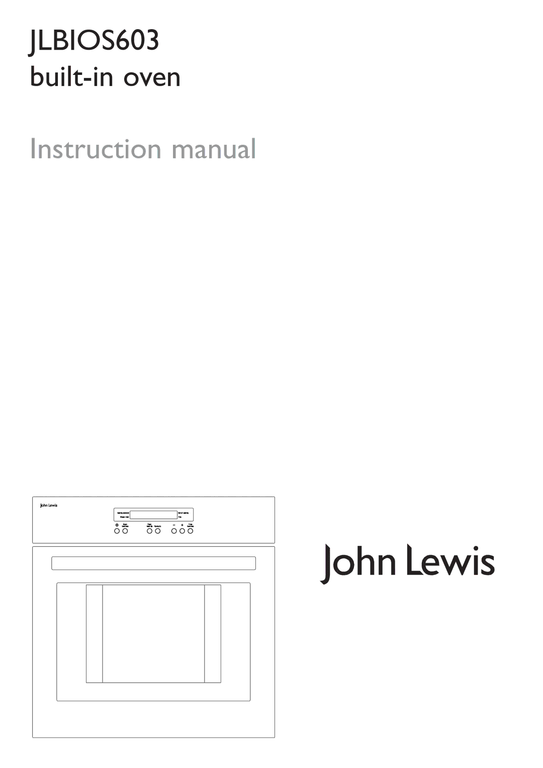 John Lewis instruction manual JLBIOS603 built-in oven 