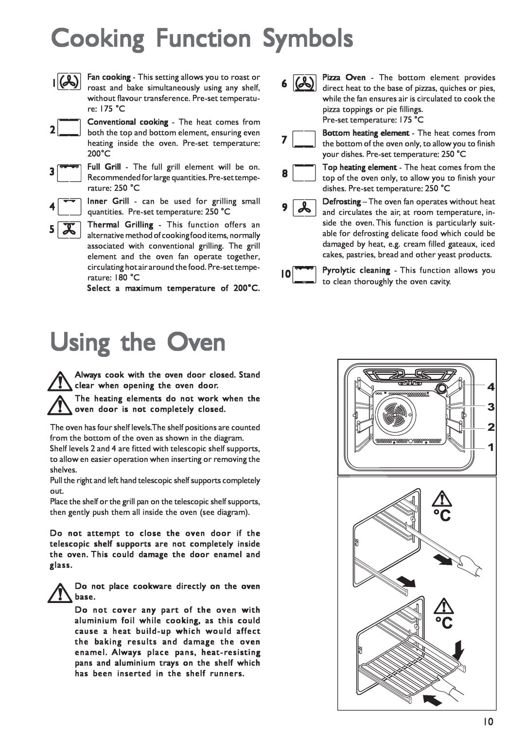 John Lewis JLBIOS603 instruction manual Cooking Function Symbols, Using the Oven 