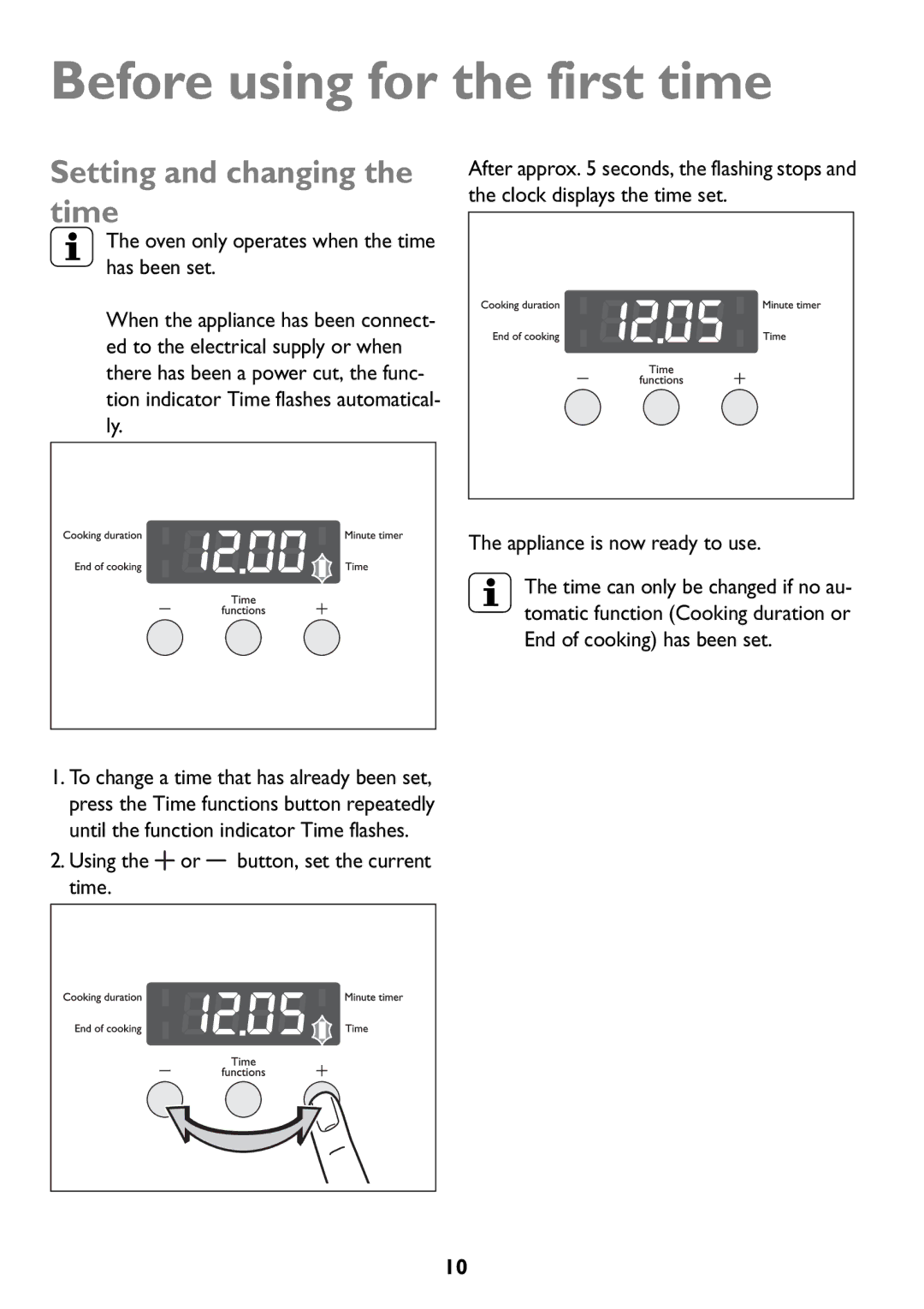 John Lewis JLBIOS607 manual Before using for the first time, Setting and changing the time 