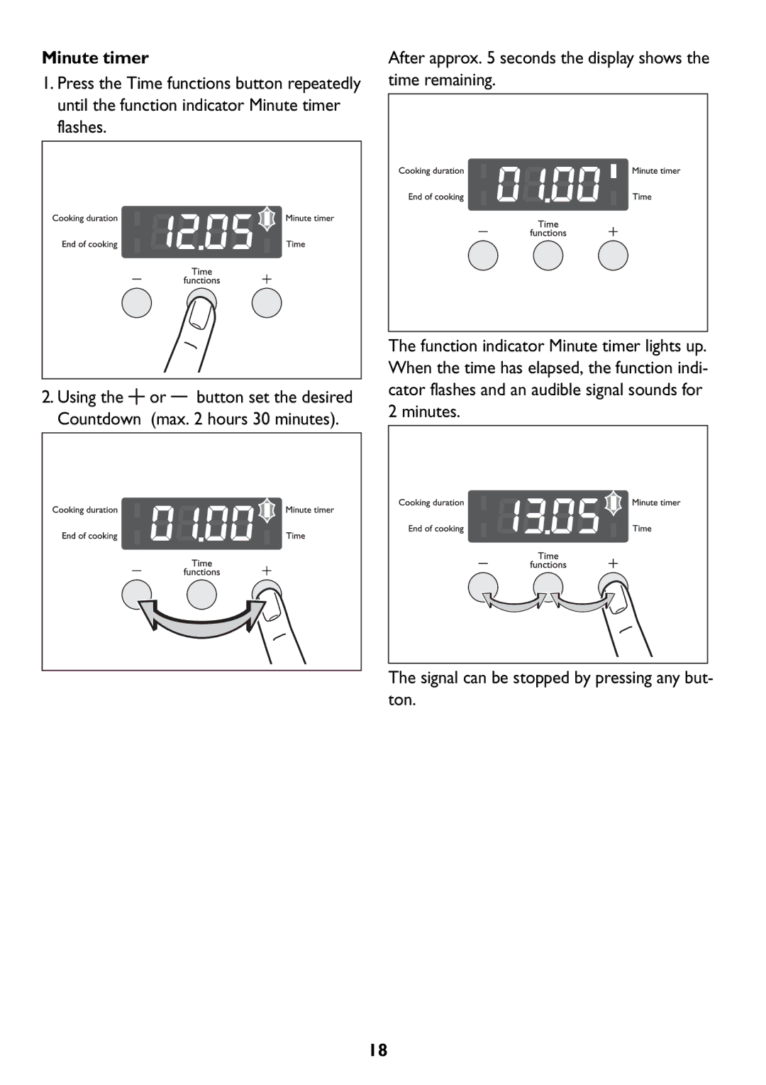 John Lewis JLBIOS607 manual Minute timer 