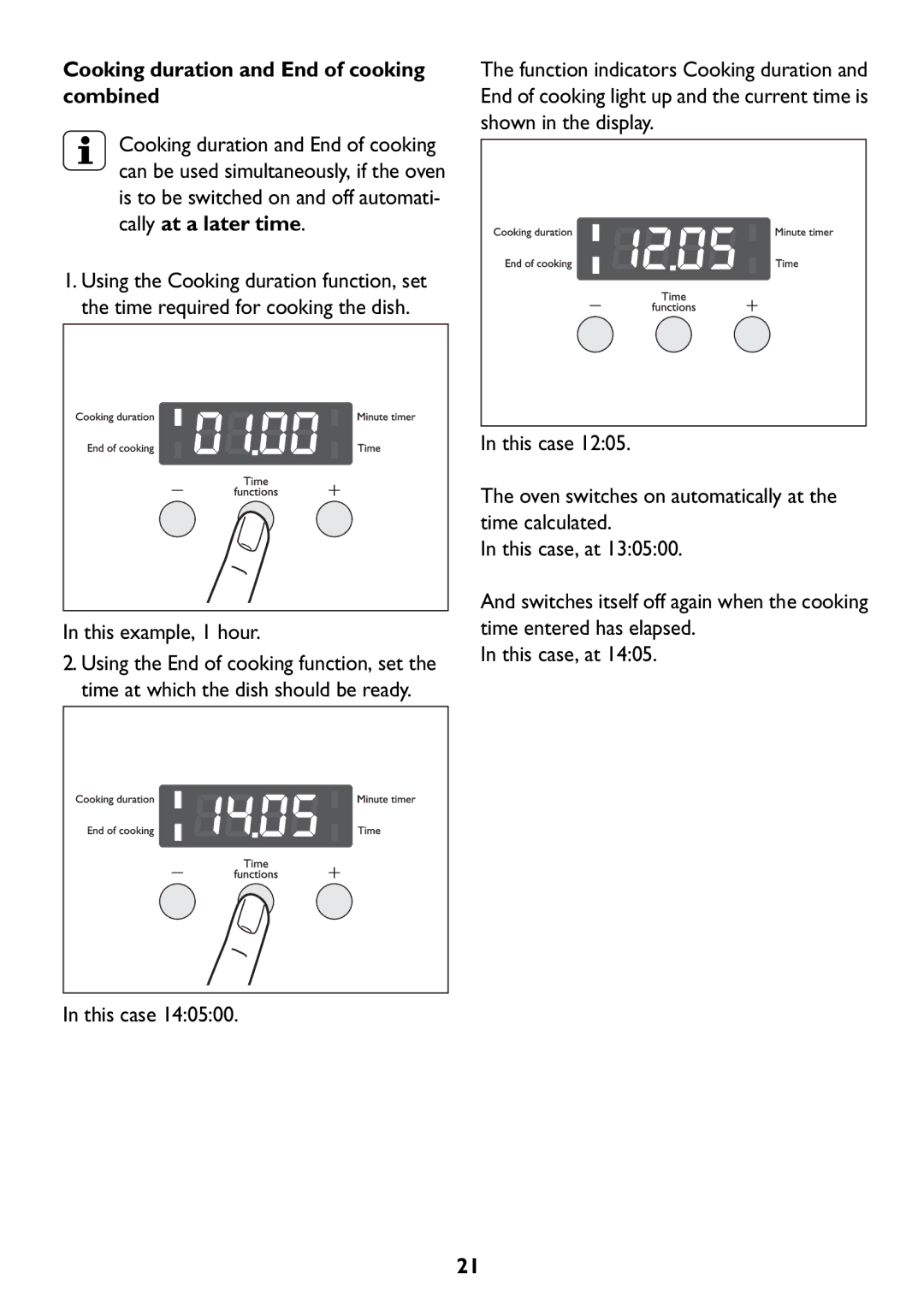 John Lewis JLBIOS607 manual Cooking duration and End of cooking combined 