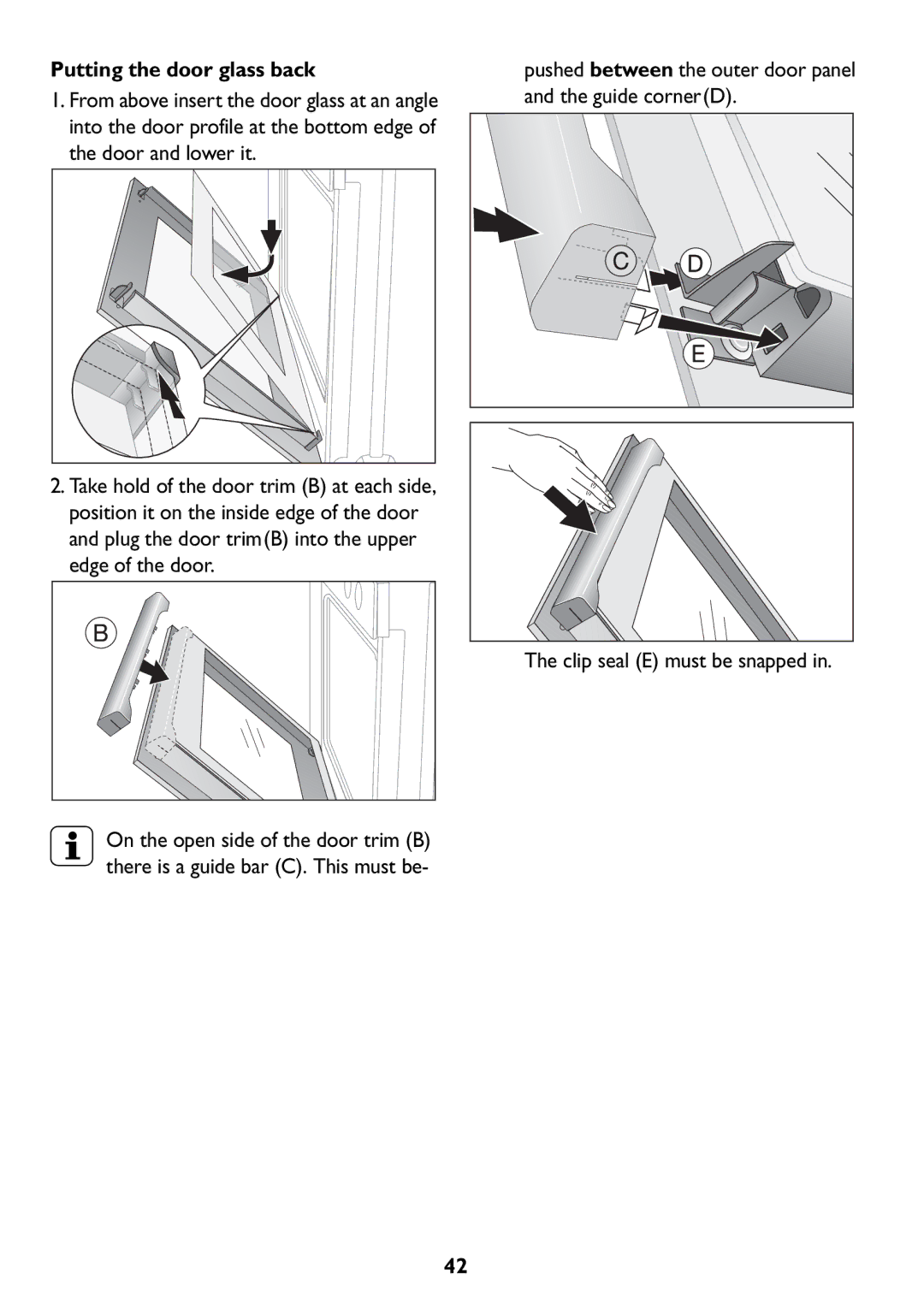 John Lewis JLBIOS607 manual Putting the door glass back 