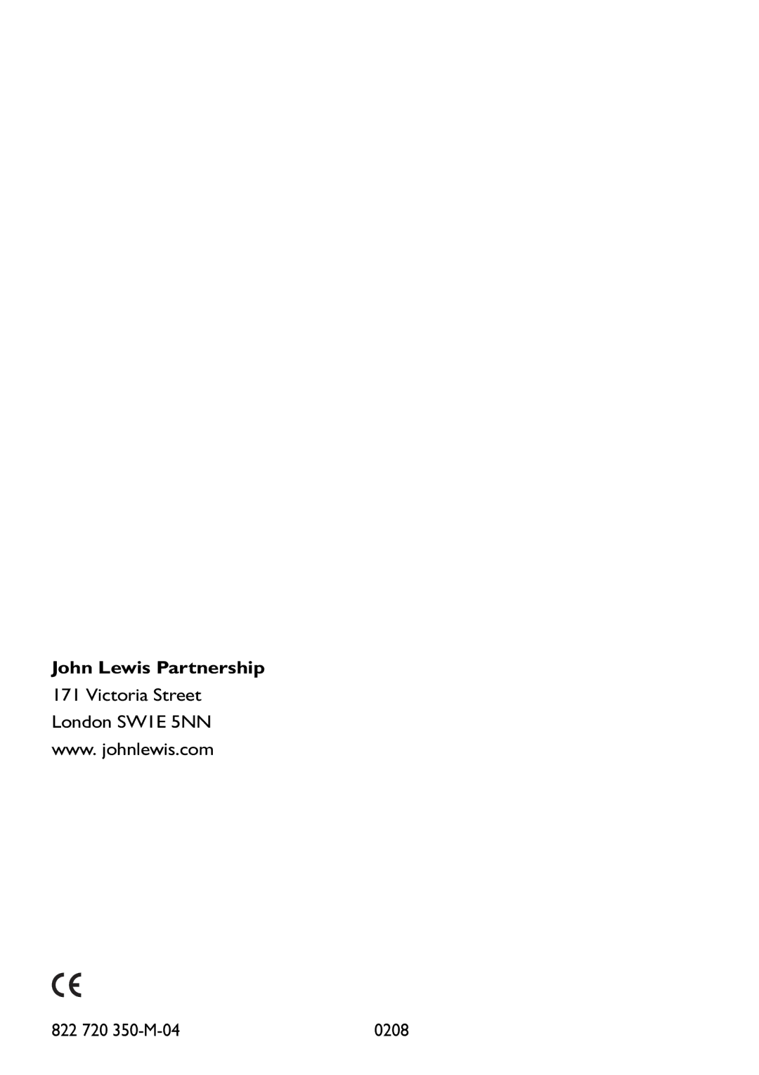 John Lewis JLBIOS607 manual John Lewis Partnership 