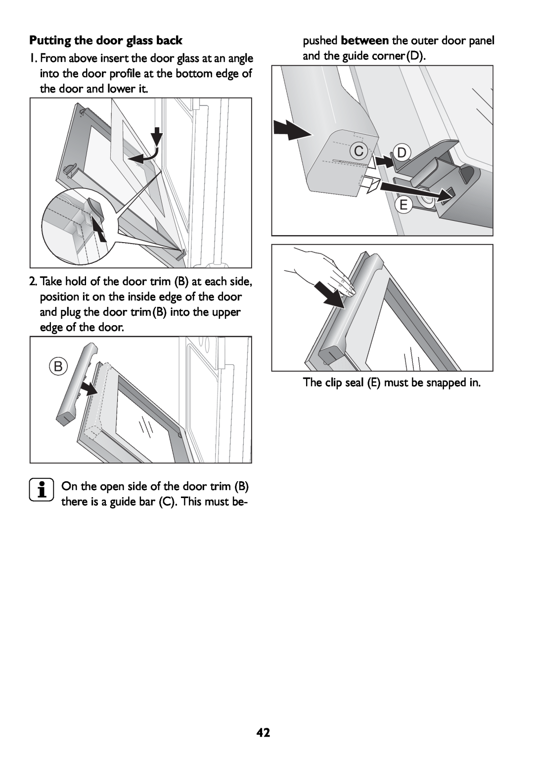 John Lewis JLBIOS607 manual Putting the door glass back 