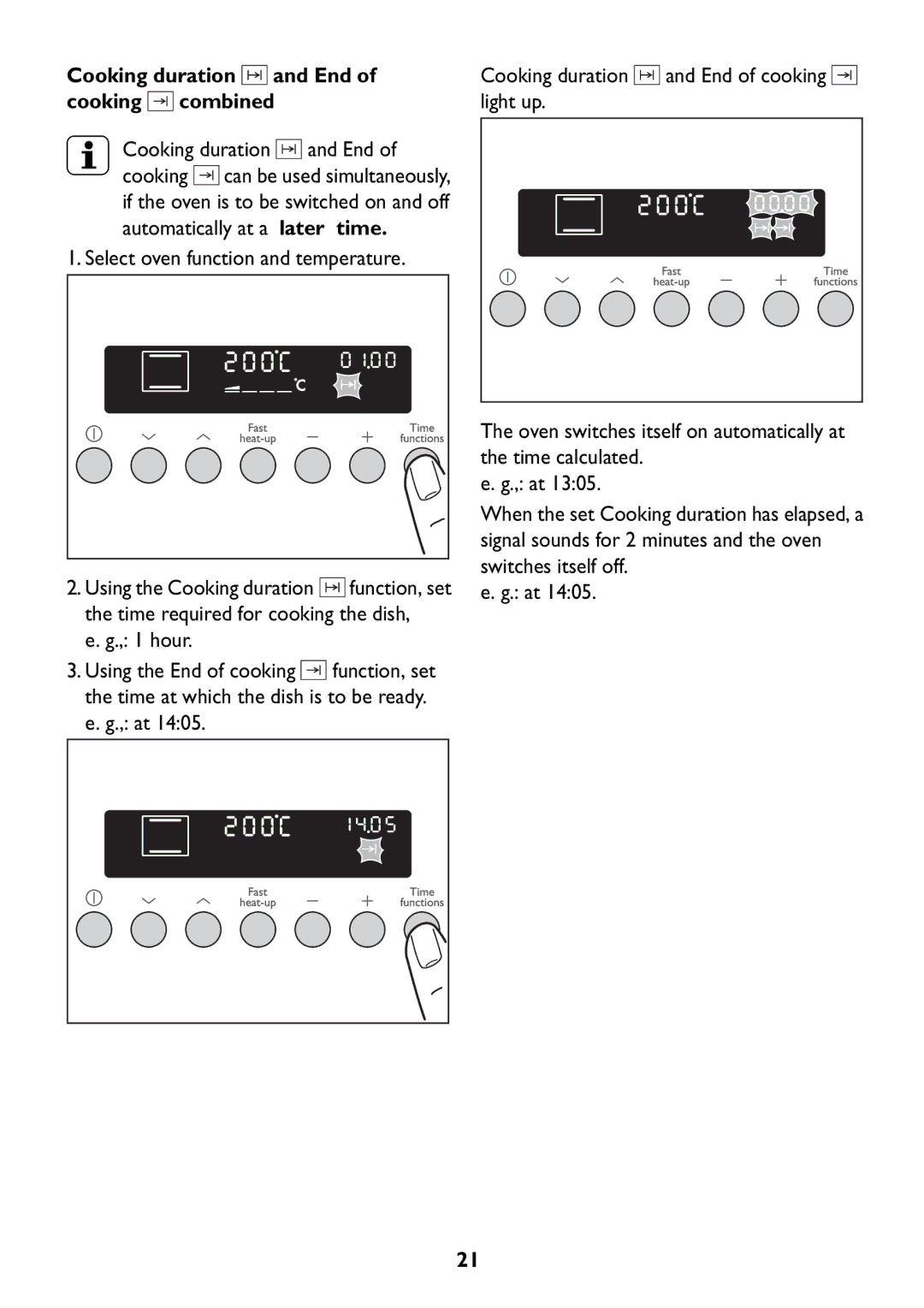 John Lewis JLBIOS608 manual Cooking duration and End of cooking combined 