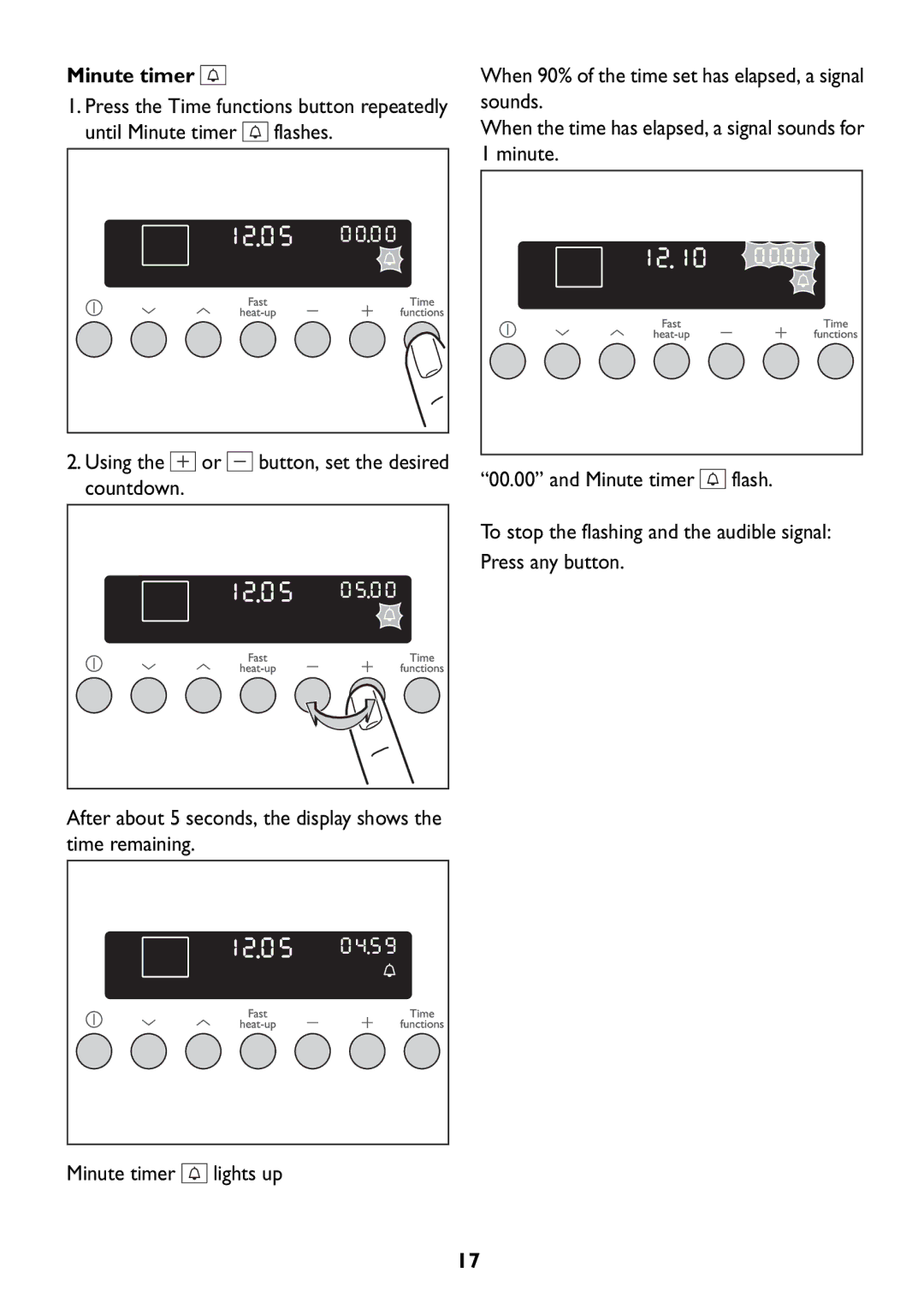 John Lewis JLBIOS609 manual Minute timer 