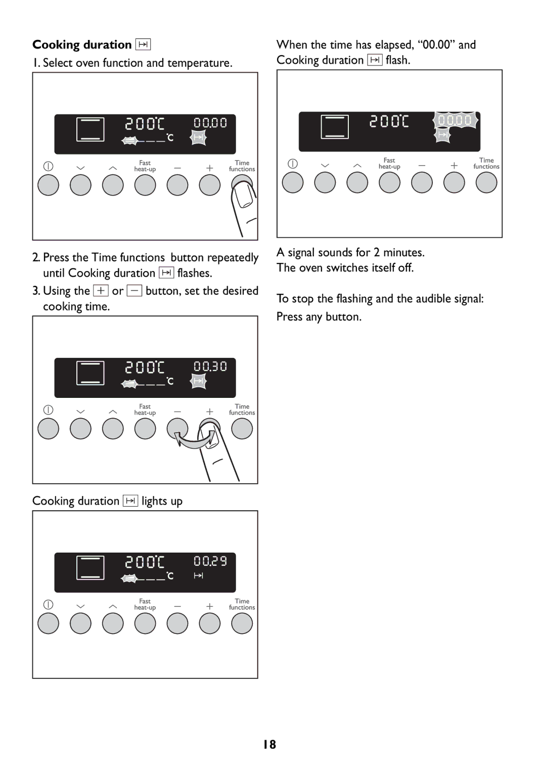 John Lewis JLBIOS609 manual Cooking duration, Select oven function and temperature 