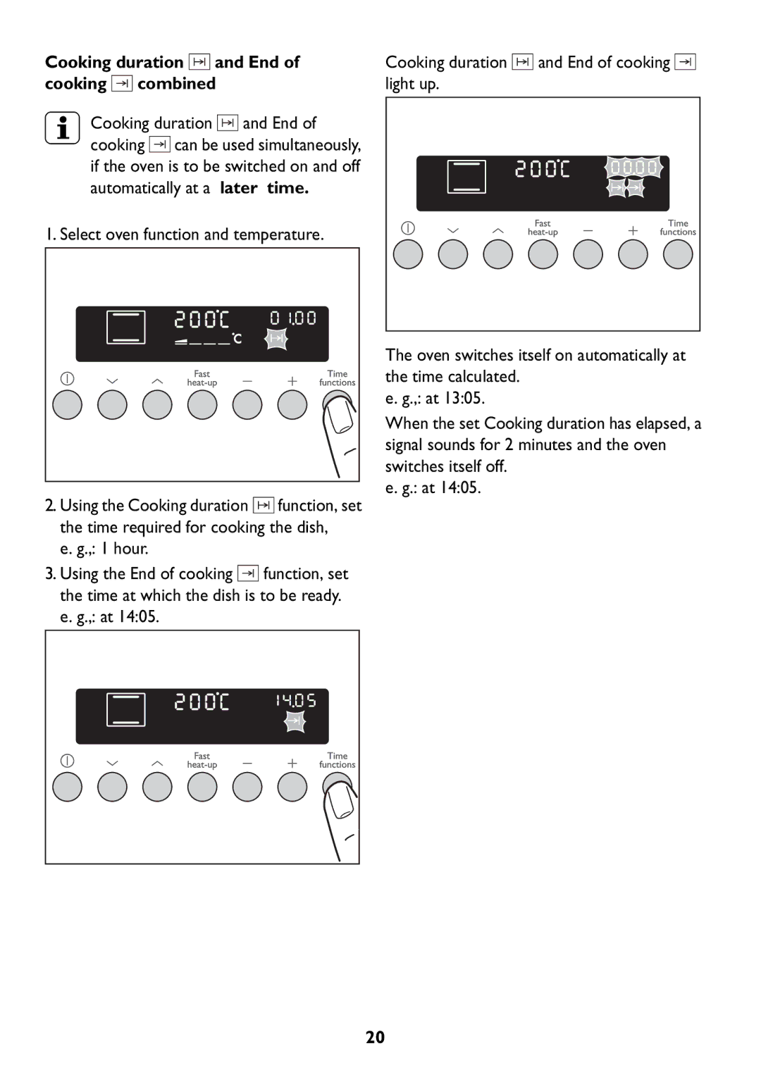 John Lewis JLBIOS609 manual Cooking duration and End of cooking combined, hour 