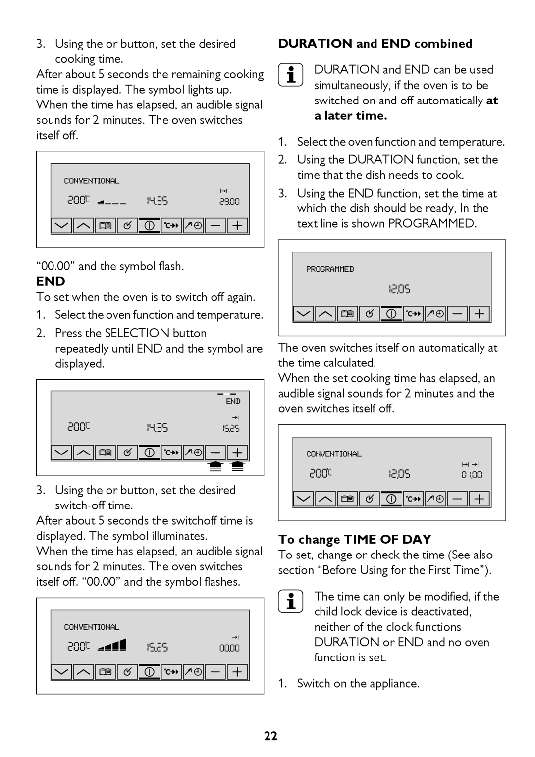 John Lewis JLBIOS610 instruction manual Duration and END combined, To change Time of DAY 