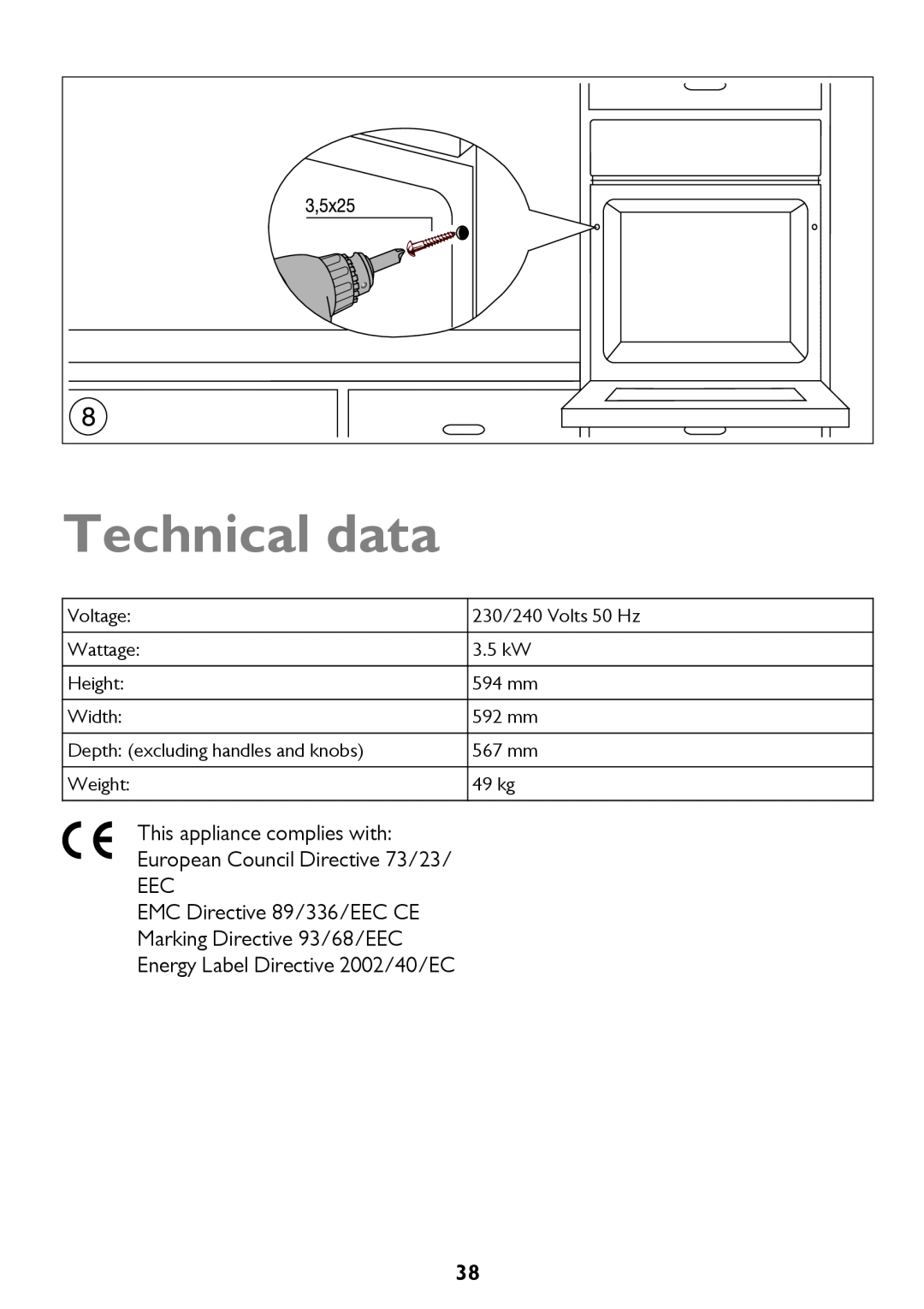 John Lewis JLBIOS610 instruction manual Technical data 