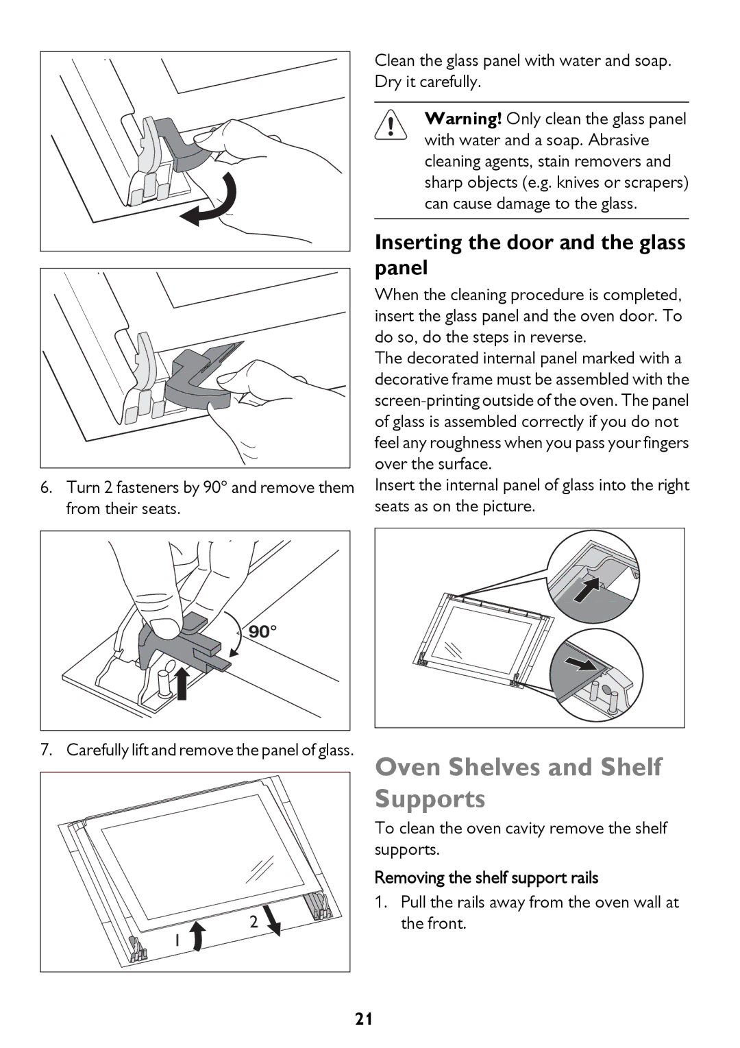 John Lewis JLBIOS661 instruction manual Oven Shelves and Shelf Supports, Removing the shelf support rails 