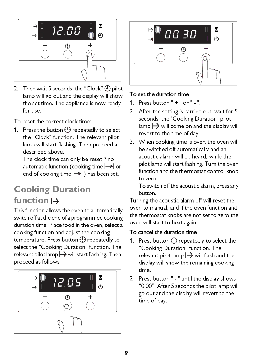 John Lewis JLBIOS661 instruction manual Cooking Duration function, To set the duration time, To cancel the duration time 