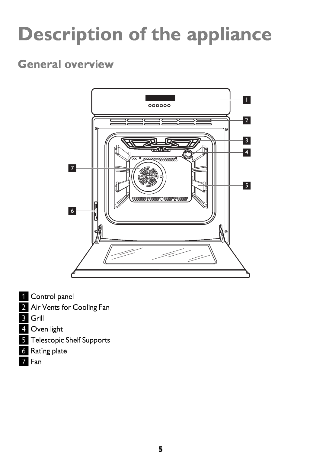 John Lewis JLBIOS662 instruction manual Description of the appliance, General overview 