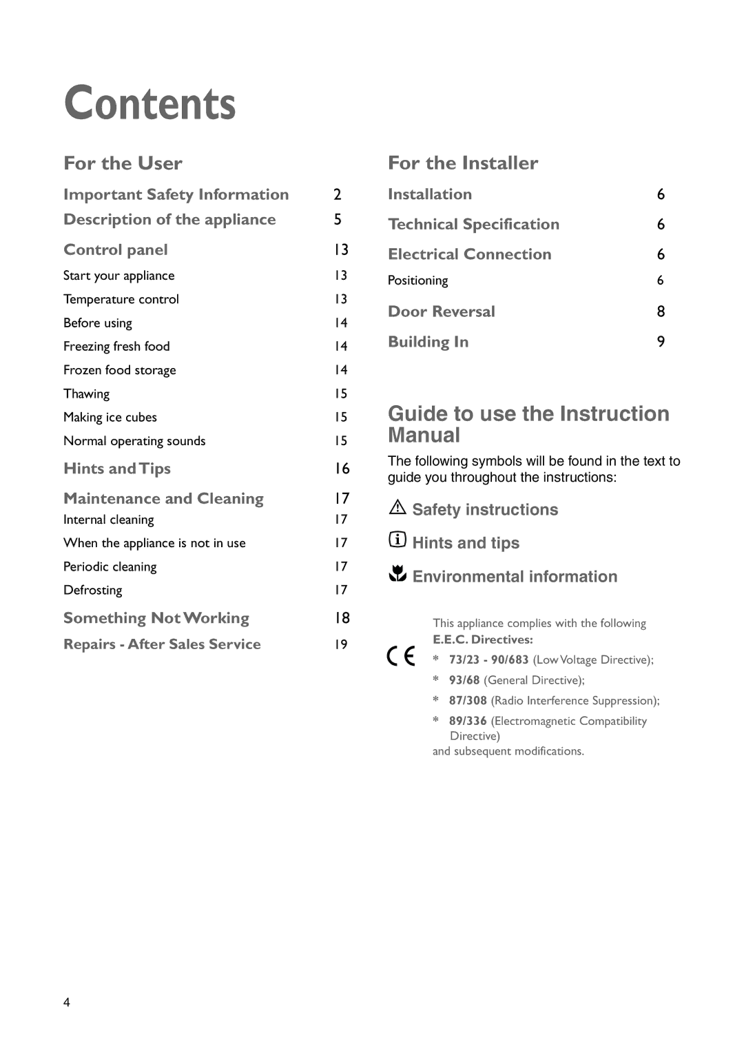 John Lewis JLBIUCF 01 instruction manual Contents 