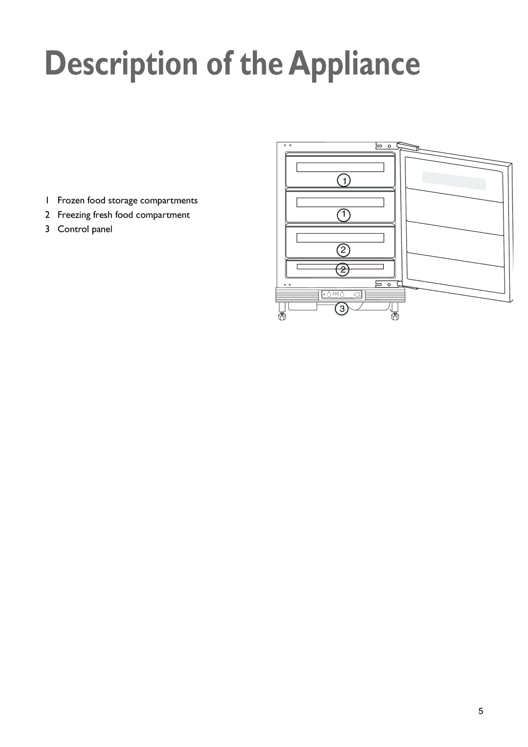 John Lewis JLBIUCF 01 instruction manual Description of the Appliance 