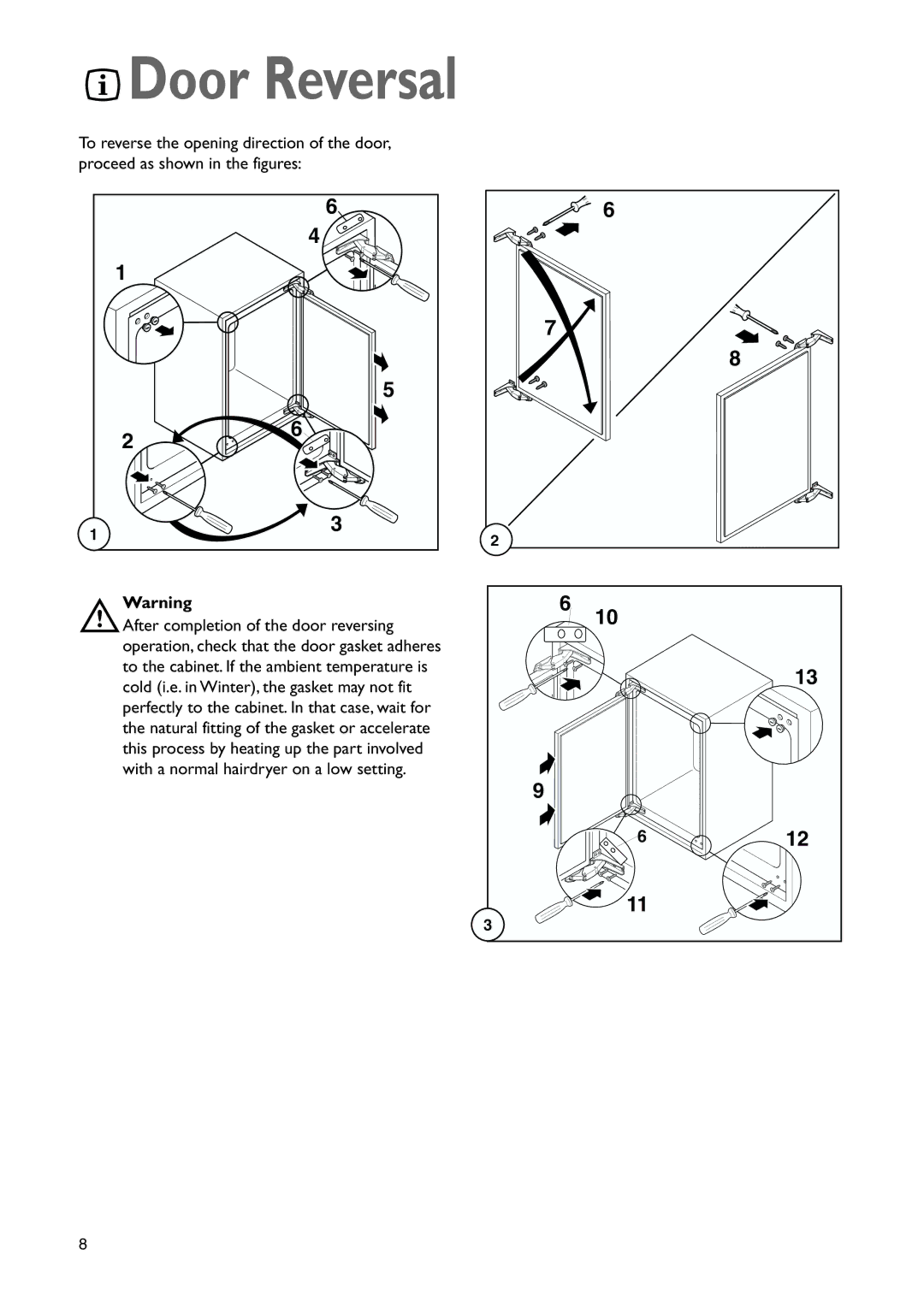 John Lewis JLBIUCF 01 instruction manual Door Reversal 