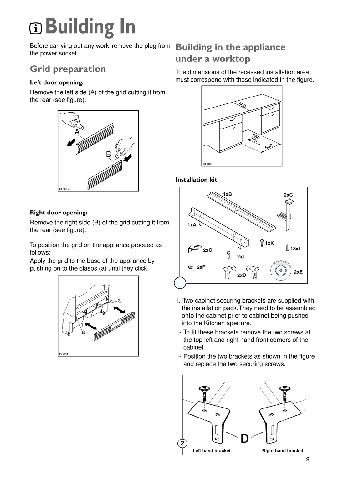 John Lewis JLBIUCF 01 instruction manual Building, Grid preparation 