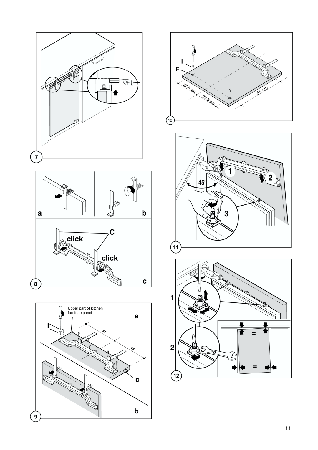 John Lewis JLBIUCF 01 instruction manual click, 27,5, Upper part of kitchen, furniture panel 