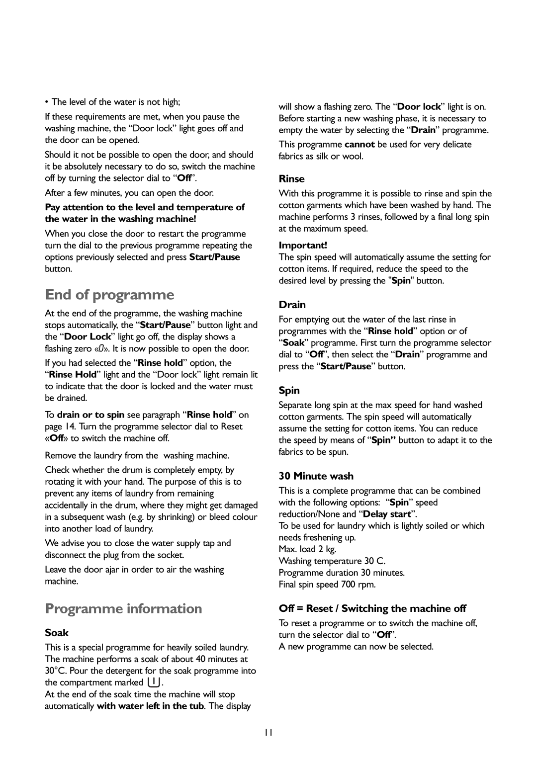 John Lewis JLBIWM 1402 instruction manual End of programme, After a few minutes, you can open the door, Compartment marked 