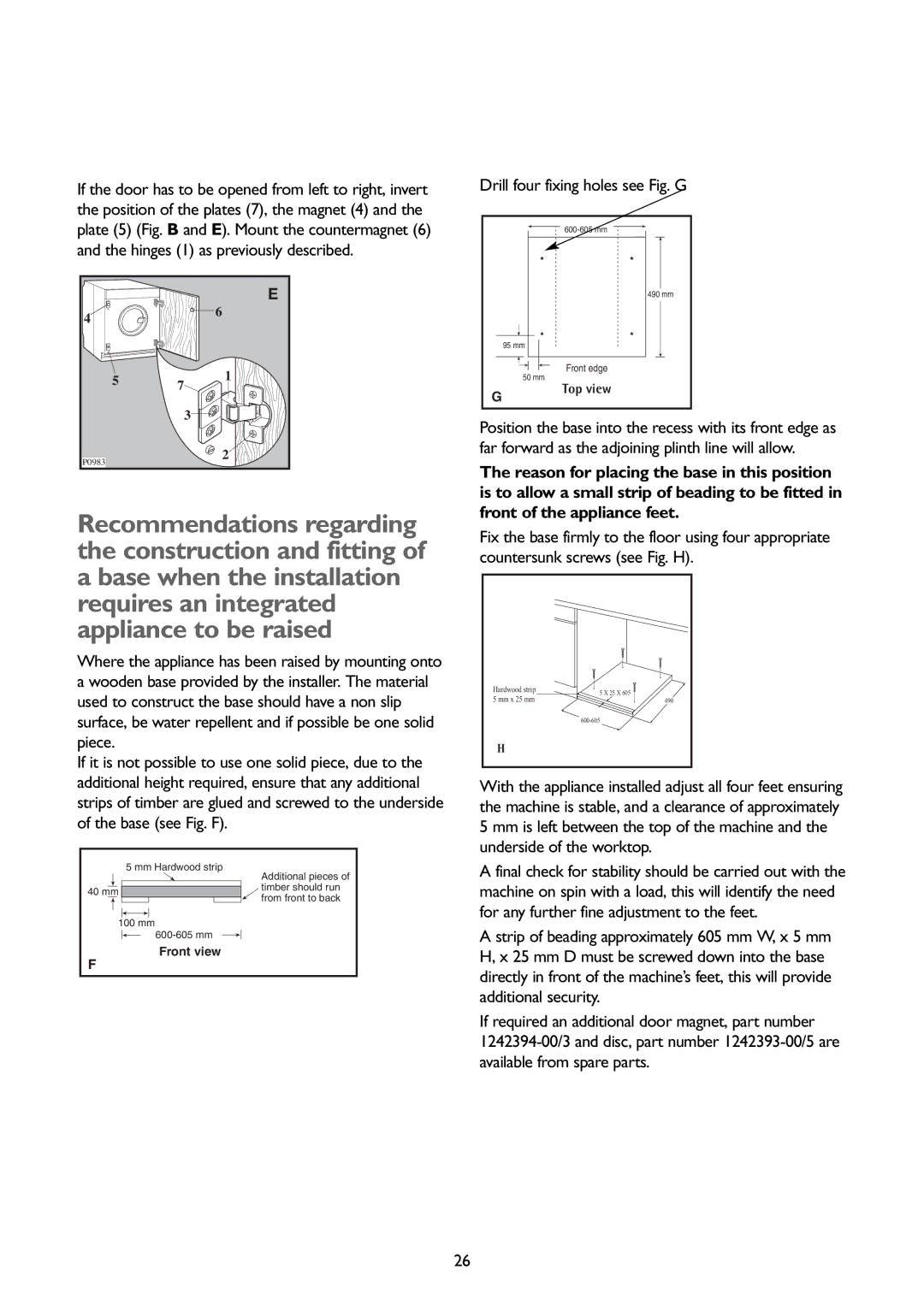 John Lewis JLBIWM 1402 instruction manual Strip of beading approximately 605 mm W, x 5 mm 